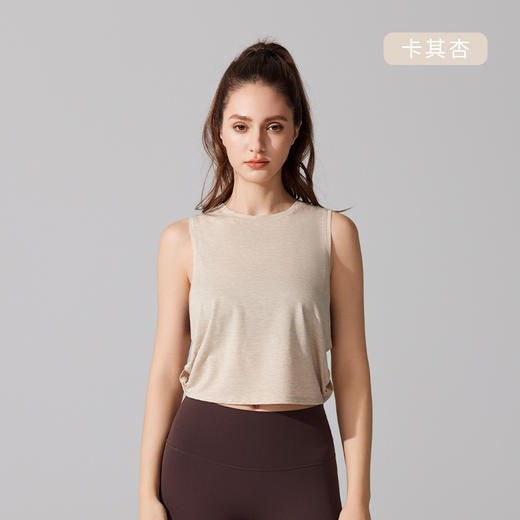 【夏季轻薄透气速干瑜伽背心】短款镂空扭结 无袖莱赛尔健身运动上衣女 商品图7