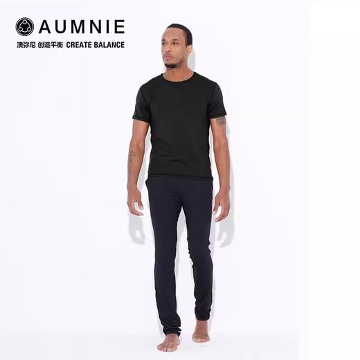 AUMNIE澳弥尼冰霜T恤男款纯黑色休闲百搭款上衣短袖 商品图3
