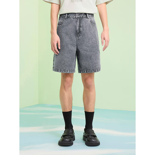 GXG男装 特殊风格牛仔短裤通勤五分裤水洗休闲短裤 2025夏季热卖 商品图4