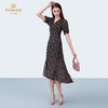 乔万尼新品浪漫法式V领前开叉碎花100%真丝连衣裙ED2E517 商品缩略图3