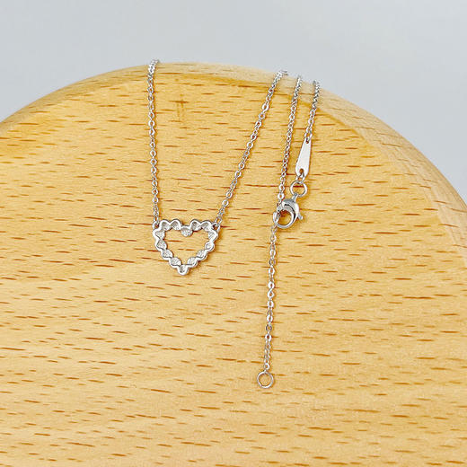 【限时8.8折】PT950 【国际铂金协会】铂金仿钻心形套链爱心调节套链(BTL00086)预售产品下单后不退款不退货不换货不补差价)预售产品下单后不退款不退货不换货不补差价 商品图1