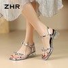ZHR则则高级感银色蝴蝶结凉鞋法式一字带凉鞋款水晶粗跟凉鞋仙女 商品缩略图4