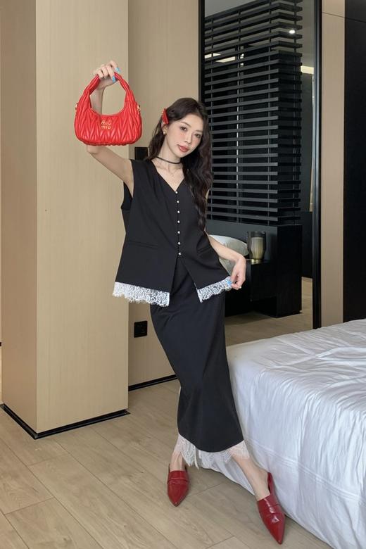 ANSUABEL 法式蕾丝拼接马甲半裙套装 20509 商品图0