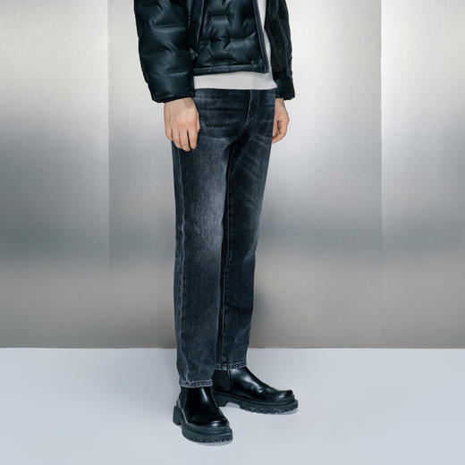 GXG男装 深蓝水洗直筒牛仔长裤   热卖牛仔裤GEX10528894 商品图2