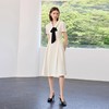 IWY/知性温柔风_高端米白色法式连衣裙夏季蝴蝶结飘带A字裙Q1402 商品缩略图2