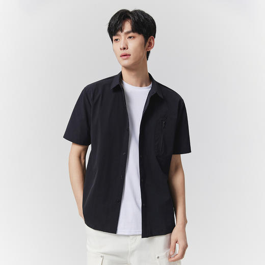 GXG男装25夏季简约翻领工装休闲垂顺轻薄男式短袖衬衫K&C 商品图2