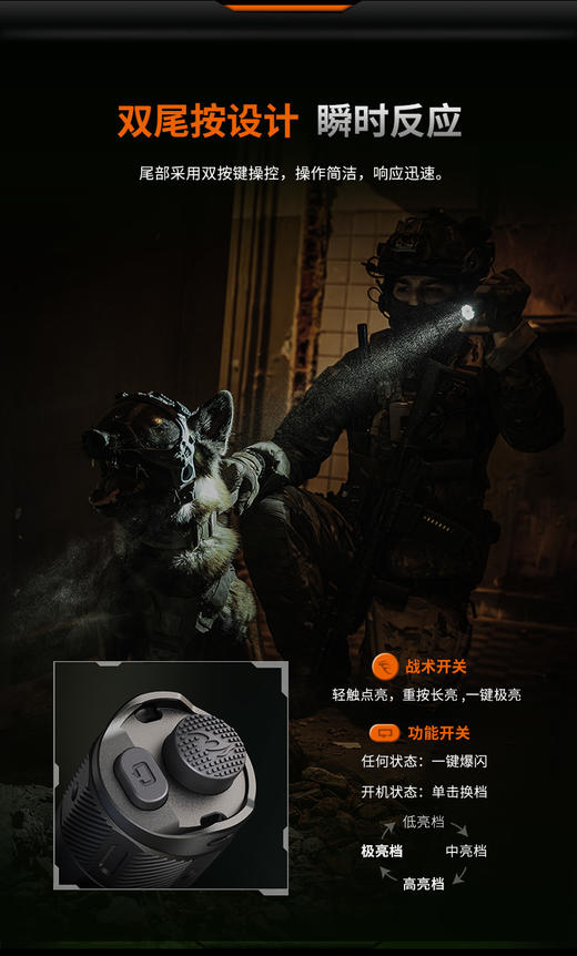 FENIX菲尼克斯战术手电TK21R强光3600流明一键爆闪极亮双尾按大容量电池 商品图4