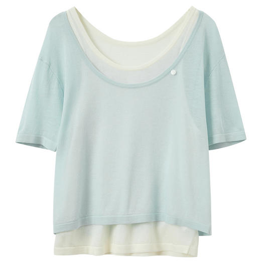 【莱赛尔+亚麻】三彩2025夏季新款两件套针织衫套装圆领短袖短背心M 商品图4