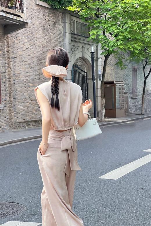 ESTELLICA 简约气质无袖衬衫显瘦宽腿长裤套装 20489 商品图5