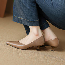 【预售5天】法式通勤尖头浅口单鞋女新款小跟职业不累脚高跟小皮鞋MLJ&C159