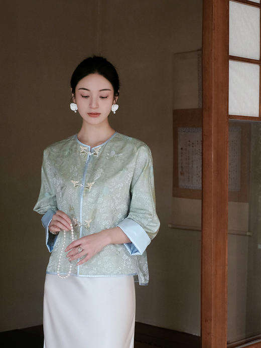 盛唐牡丹| 金鱼水藻纹真丝异色罗外套 商品图0