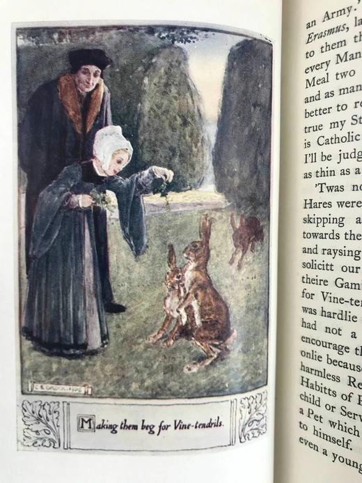 含藏书票！1906年 安妮·曼宁《托马斯·莫尔的管家》 C.E.布洛克23幅彩色插图 漆布精装32开 商品图6