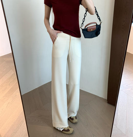 【180大长腿阔腿裤】Lu家同款！2025立体剪裁裸感莫代尔洗工艺轻盈舒适高腰阔腿裤夏款！ 商品图6