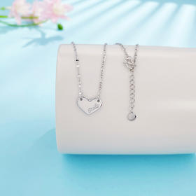 【限时8.8折】【线上铂金馆】PT950 #怦然心动 铂金实心AB调节爱心心形套链(PTTL00048)预售产品下单后不退款不退货不换货不补差价)