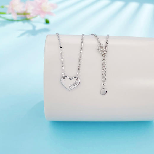 【限时8.8折】【线上铂金馆】PT950 #怦然心动 铂金实心AB调节爱心心形套链(PTTL00048)预售产品下单后不退款不退货不换货不补差价) 商品图0