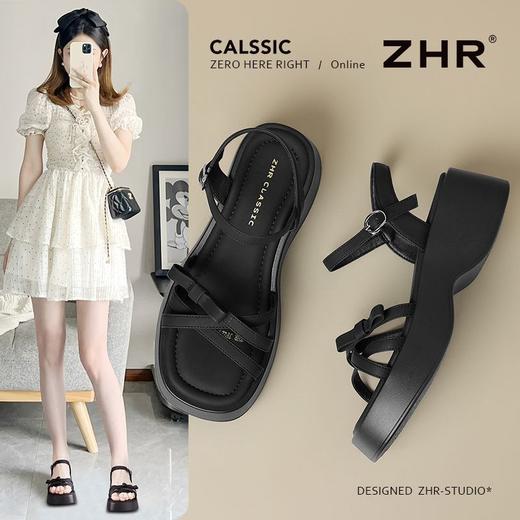 ZHR则则蝴蝶结凉鞋2025新款厚底罗马松糕底凉鞋气质百搭洋气女鞋 商品图1