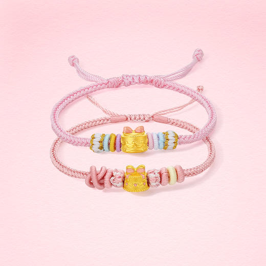 周六福黄金5d硬金定价手链女款新品蝴蝶结蛋糕618送女朋友礼物 商品图2