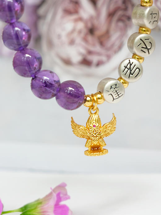 巧也【大鹏紫微】【学途向华】8mm紫水晶手珠定制款逢考必过.金榜题名. 成功上岸系列国风手串禅意风 商品图6