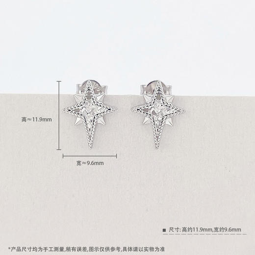 【限时8.8折】【线上铂金馆】PT950 #碎碎冰 【国际铂金协会 精品】铂金实心碎碎冰圣诞星芒耳饰耳钉（直针配铂金耳迫）(BES00200)预售产品下单后不退款不退货不换货不补差价) 商品图3