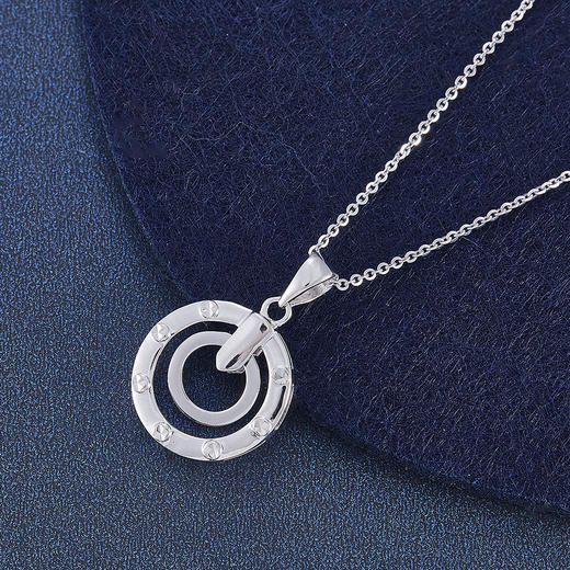 【限时8.8折】【线上铂金馆】PT950 【国际铂金协会】铂金双圈圆环吊坠（不含链）(BDZ00015)预售产品下单后不退款不退货不换货不补差价) 商品图2