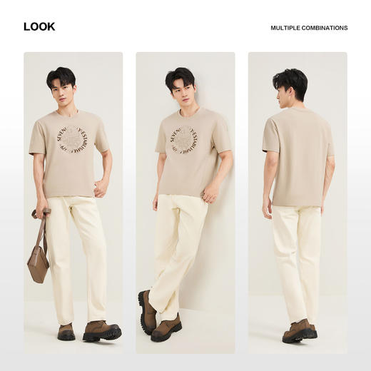 【柒先生/肌理面料/重磅T恤】柒牌男士短袖T恤夏季休闲上衣130T70070 商品图2