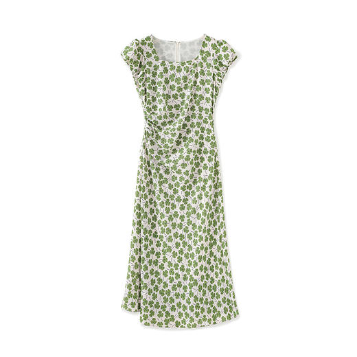 「高货wl」全新升级【铂金会员321/天猫429/差价108】(01411)洛诗琳气质减龄印花双绉连衣裙2025夏季方领修身显瘦裙子 商品图4