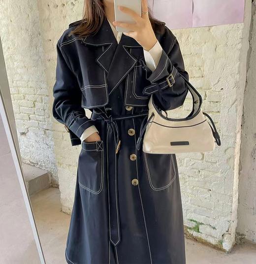 双十二福利！【诗铭洛可】XCA418风衣外套明线双排扣大码外套 商品图1