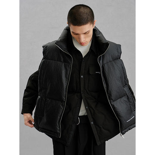 GXG男装 pu皮拼接立领通勤羽绒马甲男 冬季热卖羽绒服马甲G24X094008 商品图3