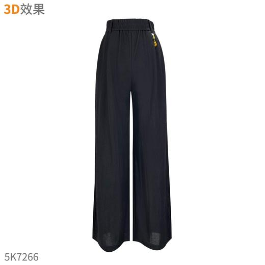 女裤春夏季韩版松紧腰国风醋酸麻感直筒托底裤    AC-5K7266 商品图0