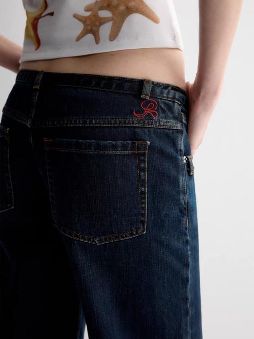 出逃赤岗西/25SSN88/原创两穿全棉女超低腰直筒五分牛仔短裤 商品图2