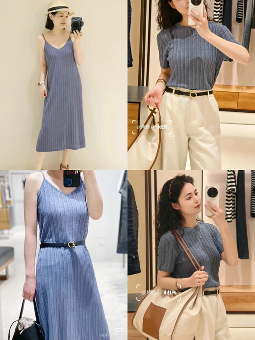 68-3 排他性独家圆正 小禾 真丝亚麻 弹力针织长裙 针织短袖 桑拿天太理想 我穿M略小如图 商品图0