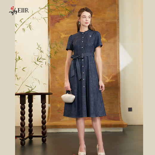 司歌弹力仿牛仔短袖风衣裙连衣裙A911019X 商品图4