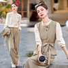轻熟风气质超火西装马甲阔腿裤三件套MEIQIN5533-1 商品缩略图0