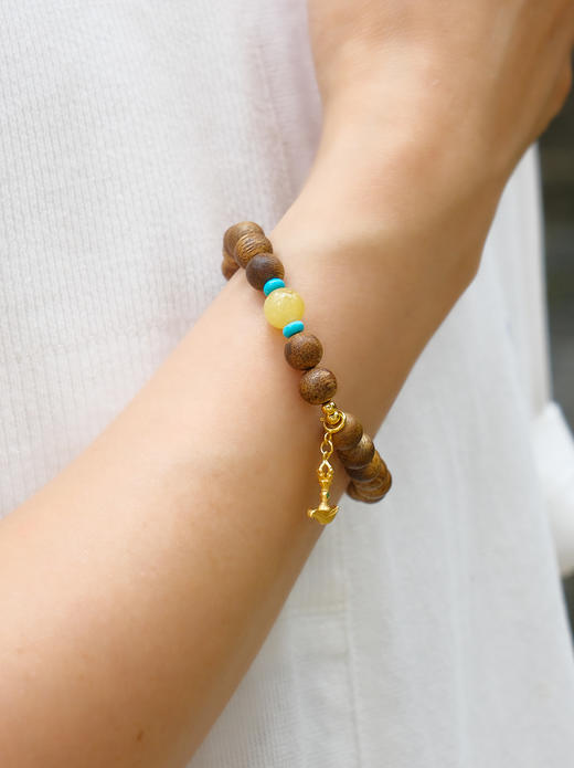 巧也【沉韵禅心】8mm奇楠沉香配南红蜜蜡手珠国风手串禅意风 商品图7