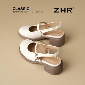 ZHR则则包头凉鞋女2025夏季新款粗跟法式单鞋配裙子气质玛丽珍鞋