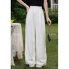 鹿向南「白调清风」气质杏白色直筒花边休闲裤女夏季薄款百搭长裤 商品缩略图1