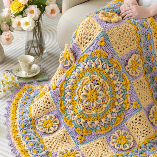 苏苏姐家缤纷花语毯手工DIY编织钩针毯子自制羊毛毛线团材料包 商品图2