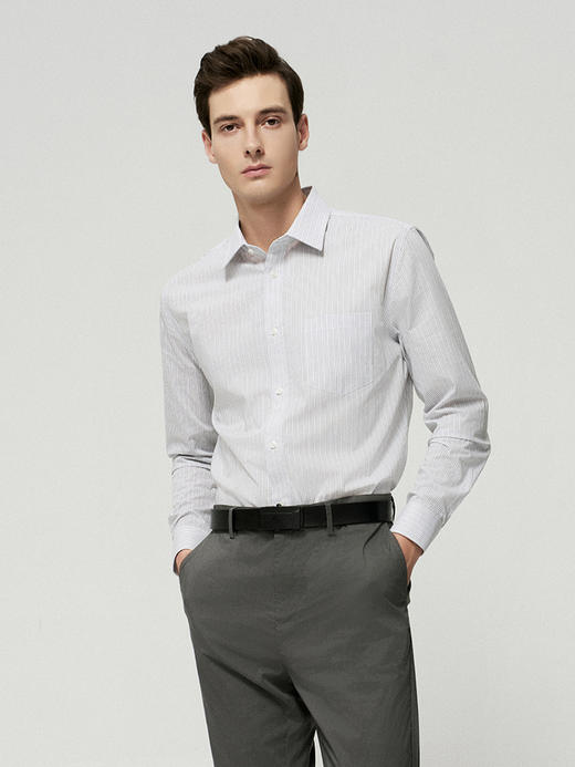 【细条纹棉质衬衫】25年夏季新品男士商务休闲正装长袖衬衫上衣 商品图2