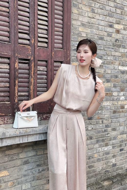 ESTELLICA 简约气质无袖衬衫显瘦宽腿长裤套装 20489 商品图4