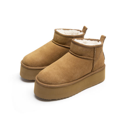 Ariseism&Neatoism 秋冬加绒厚底鞋迷你增高保暖休闲短筒雪地靴女 商品图0