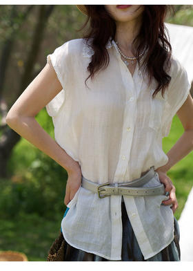 【门店同款】ENJOY夏季“可露丽”蕾丝花边领上衣 162944047