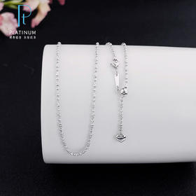 【限时8.8折】【线上铂金馆】PT950 【国际铂金协会】铂金抽拉调节钻石米珠钻石链项链(BXL00198)预售产品下单后不退款不退货不换货不补差价)