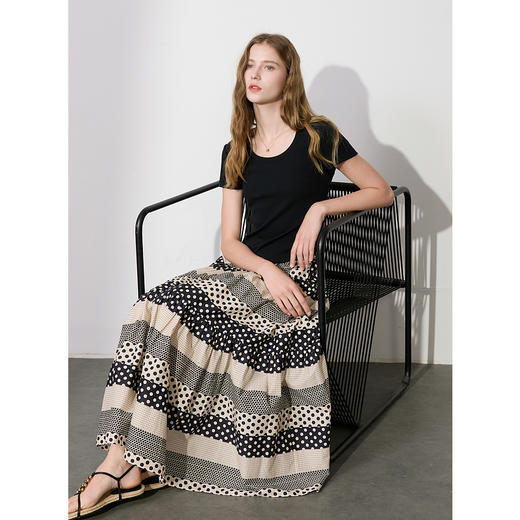 【100棉】三彩2025夏季新款民族风几何印花半身裙松紧高腰A字裙M 商品图4