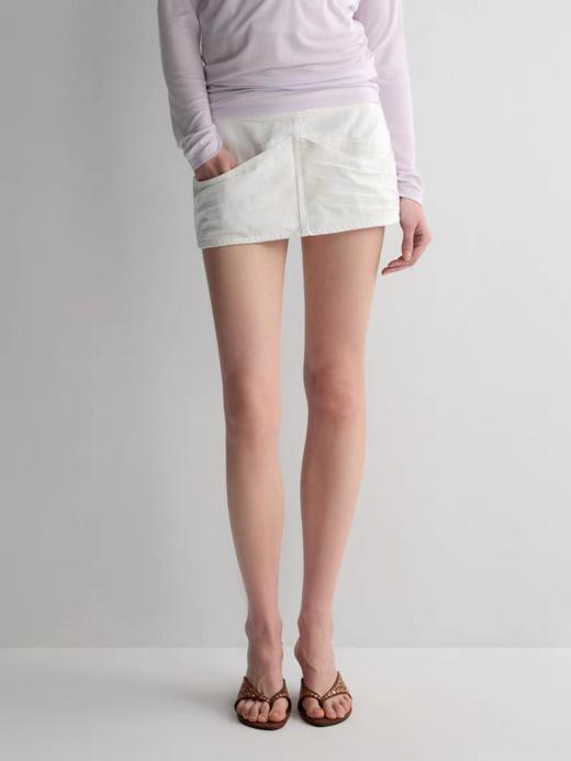 出逃赤岗西/25SSN97/白色纯棉低腰显瘦超短直筒牛仔半身裙 商品图2