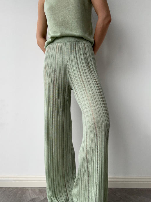 ZAANLI｜ZNSS25029 汉麻天丝肌理针织长裤 [ 棕 / 绿 ] 商品图3