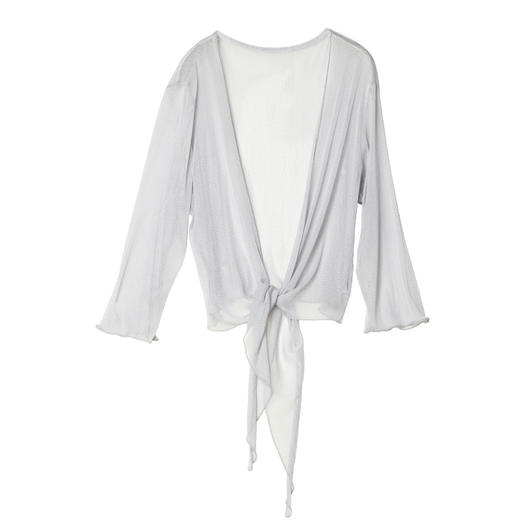 丁摩新款桑蚕丝网眼针织披肩防晒衣女真丝薄款七分袖外搭小外套夏AL25014 商品图3