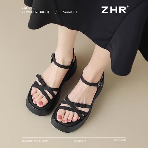 ZHR则则蝴蝶结凉鞋2025新款厚底罗马松糕底凉鞋气质百搭洋气女鞋 商品图2