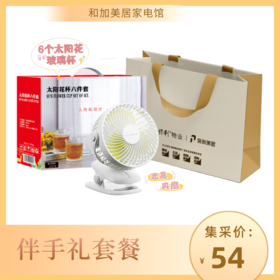 （24套起订）定制伴手礼_志高台/夹两用扇+太阳花水杯六件套