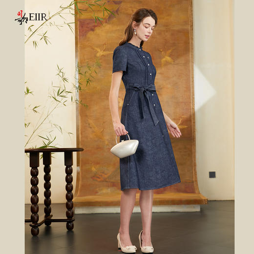 司歌弹力仿牛仔短袖风衣裙连衣裙A911019X 商品图1