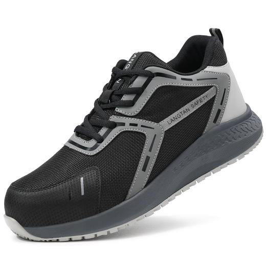 狼探防滑SRC安全鞋男四季款科技实心MD底超纤钢丝布4.0凯夫拉工作鞋欧标 商品图6